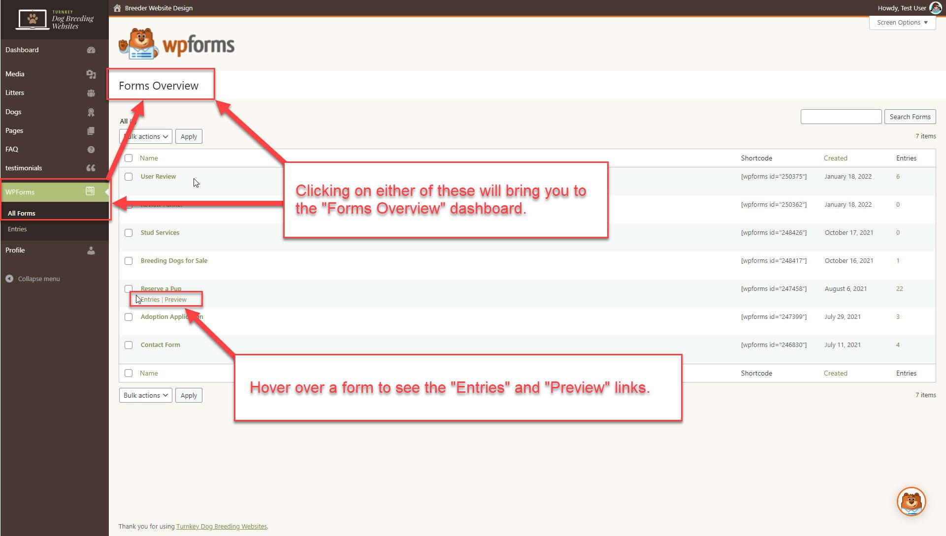 WPForms Forms Overview Dashboard WPForms Forms Overview Dashboard - Screenshot