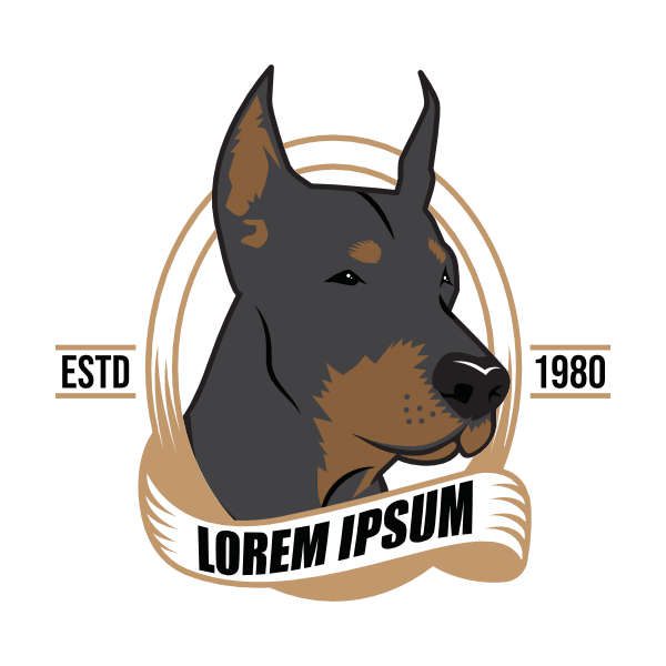 example dog breeding logo (doberman)